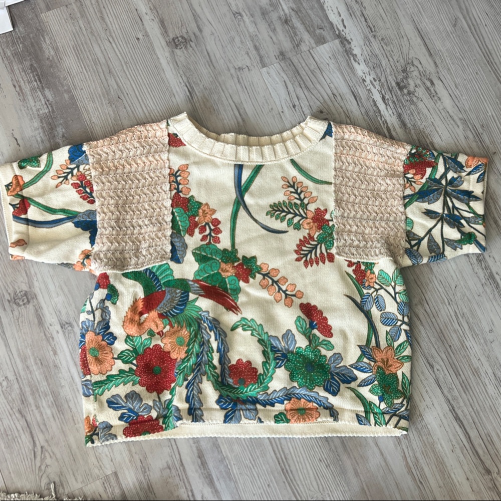 Anthropologie Floral Knit Top/Sweater XS